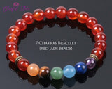 Seven Chakra Red Jade Bracelet