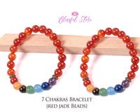 Seven Chakra Red Jade Bracelet