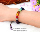 Seven Chakra Black Onyx Bracelet