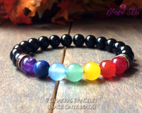 Seven Chakra Black Onyx Bracelet