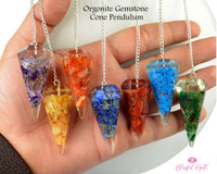 Orgonite Amethyst Chipstone Cone Resin Boho Style Pendulum - www.blissfulagate.com