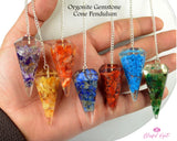 Orgonite Amethyst Chipstone Cone Resin Boho Style Pendulum - www.blissfulagate.com