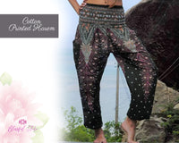 Peacock Harem Pants Cotton Feather Printed Pants Harem Aladdin Pants Printed Harems