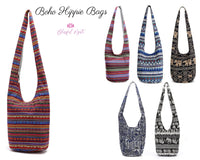 Pack of 6 Boho Hippie Bags Shoulder Handbags Fashion canvas Hippie Crossbody Bags Bohemian Hobo Bags