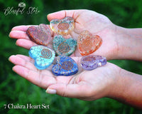 7 Chakra Orgonite Chipstones Heart Shape Reiki Stones - www.blissfulagate.com