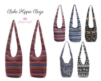 Pack of 6 Boho Hippie Bags Shoulder Handbags Fashion canvas Hippie Crossbody Bags Bohemian Hobo Bags