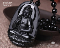 Black Obsidian Buddha Pendant. - www.blissfulagate.com