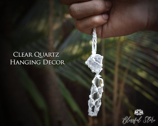 Clear Quartz Stone Hanging Ornament - www.blissfulagate.com