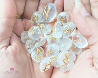 Clear Quartz Rune Stones Set - www.blissfulagate.com