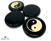 Yin Yang  Engraved Tourmaline Charging Coaster - www.blissfulagate.com