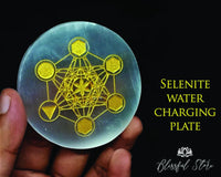 Chakra Engraved Selenite Charging Coaster - www.blissfulagate.com