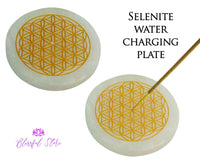 Flower Of Life Selenite Charging Coaster - www.blissfulagate.com