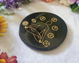 Seven Chakra Engraved Tourmaline Charging Coaster - www.blissfulagate.com