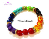 Seven Chakra Stones Beaded Bracelet - www.blissfulagate.com