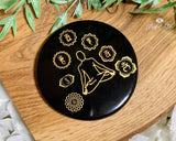 Seven Chakra Engraved Tourmaline Charging Coaster - www.blissfulagate.com