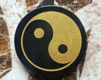 Yin Yang  Engraved Tourmaline Charging Coaster - www.blissfulagate.com