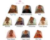 Gemstone Orgonite Pyramid with Charms - www.blissfulagate.com